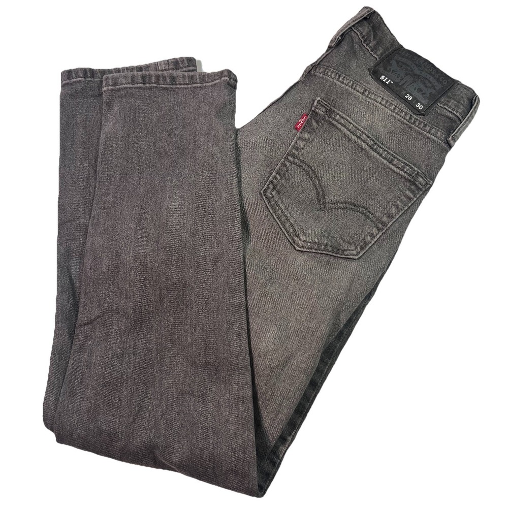 Levi's 511 Slim Fit Jeans Mens Size 28x30 Gray Wash Denim Pants Charcoal Black